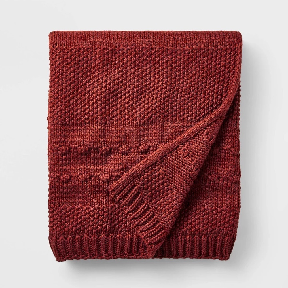 Bobble Striped Knit Throw Blanket Red - Threshold™ designed with Studio McGee